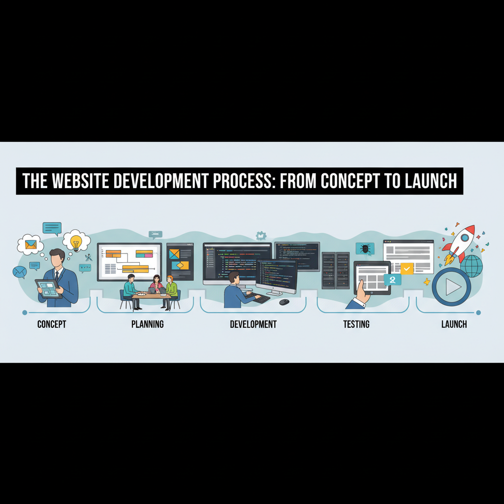 A diagram showing a website's architecture growing to handle more traffic and features. — website development services