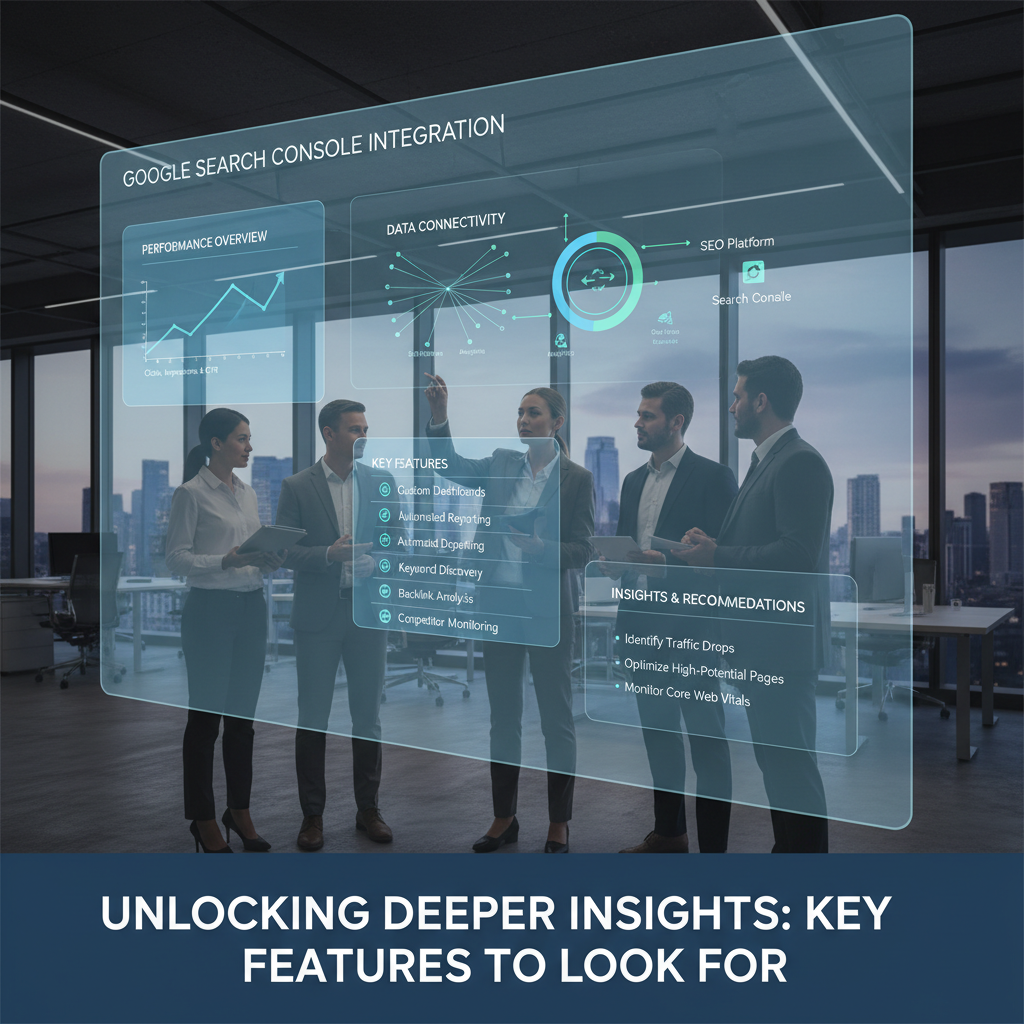 A dashboard showing a list of pages with their corresponding GSC impressions, clicks, and average position, highlighting content ripe for optimization. — google search console integration tools