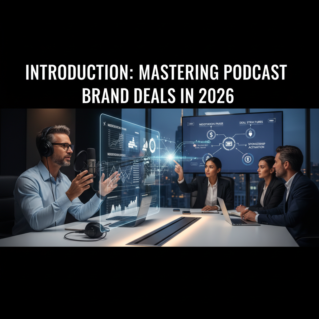 A professionally designed podcast media kit template showing graphs for audience demographics and download numbers. — podcast brand deal negotiation tips
