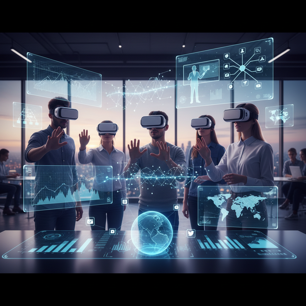 An abstract illustration showing data flowing into an AI brain, connecting to various marketing channels like social media, email, and websites.