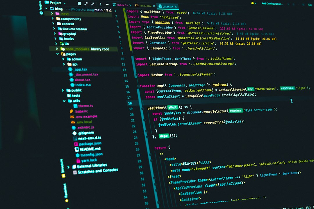 A computer screen displaying colorful lines of code in a dark text editor