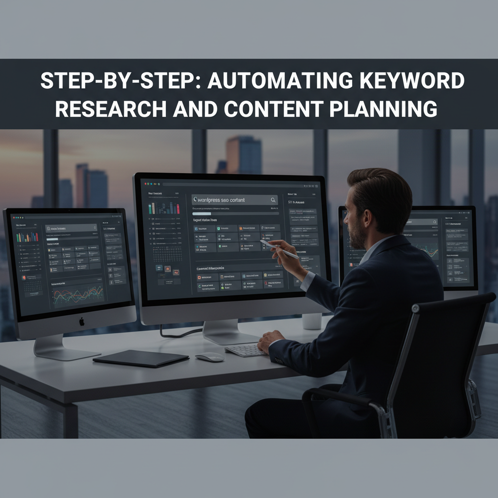 A screenshot of an AI content generation interface, showing a keyword being entered and a draft article being created. — wordpress seo content automation