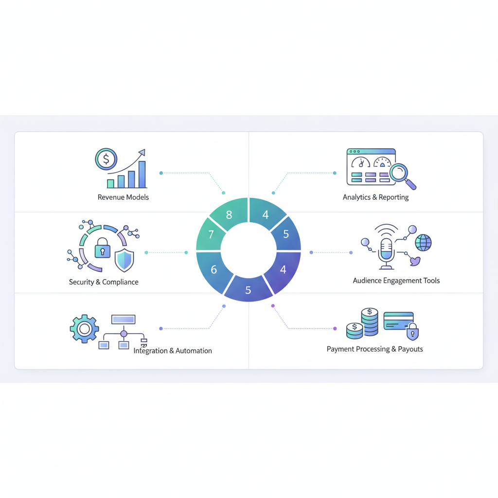 A diagram showing a podcast host connecting to an ad network which then serves ads to listeners. — how to choose a podcast monetization platform