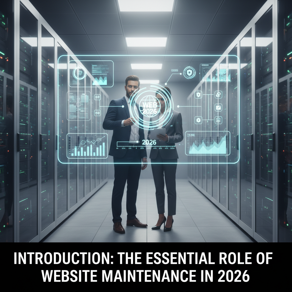 A digital shield icon superimposed over a stylized server rack, symbolizing robust website security and protection. — website maintenance services benefits