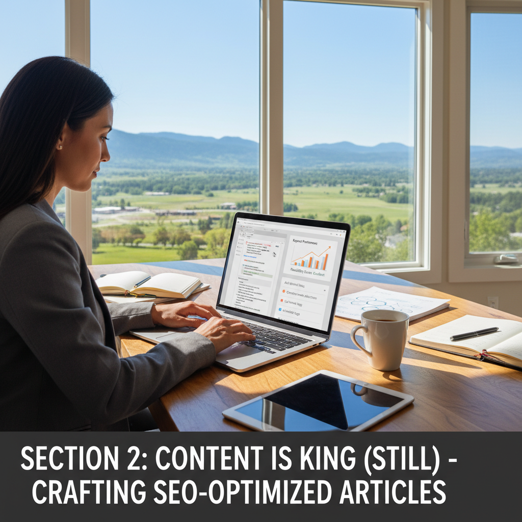 A dashboard view of the Rank My Website platform showing the automated content generation and SEO optimization process. — grow organic traffic without an seo team