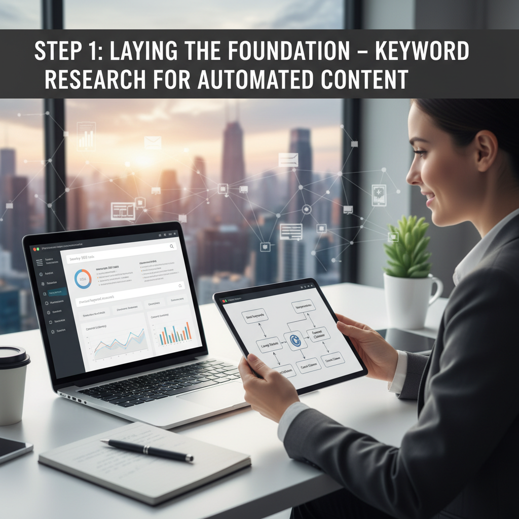 A marketing professional reviewing and editing AI-generated content on a laptop with a Shopify store in the background. — shopify seo content automation