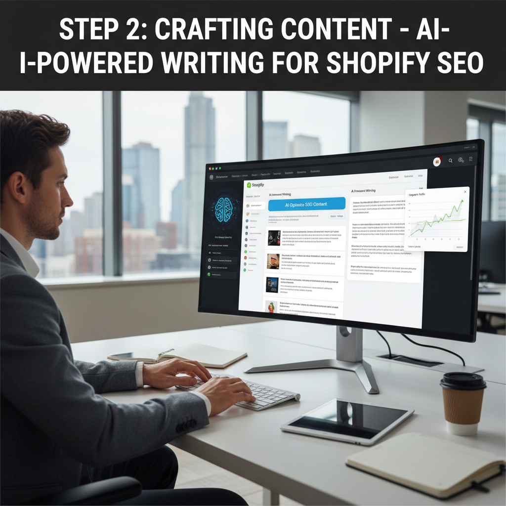 A screenshot showing an AI tool generating optimized meta titles and descriptions for a Shopify product page. — shopify seo content automation