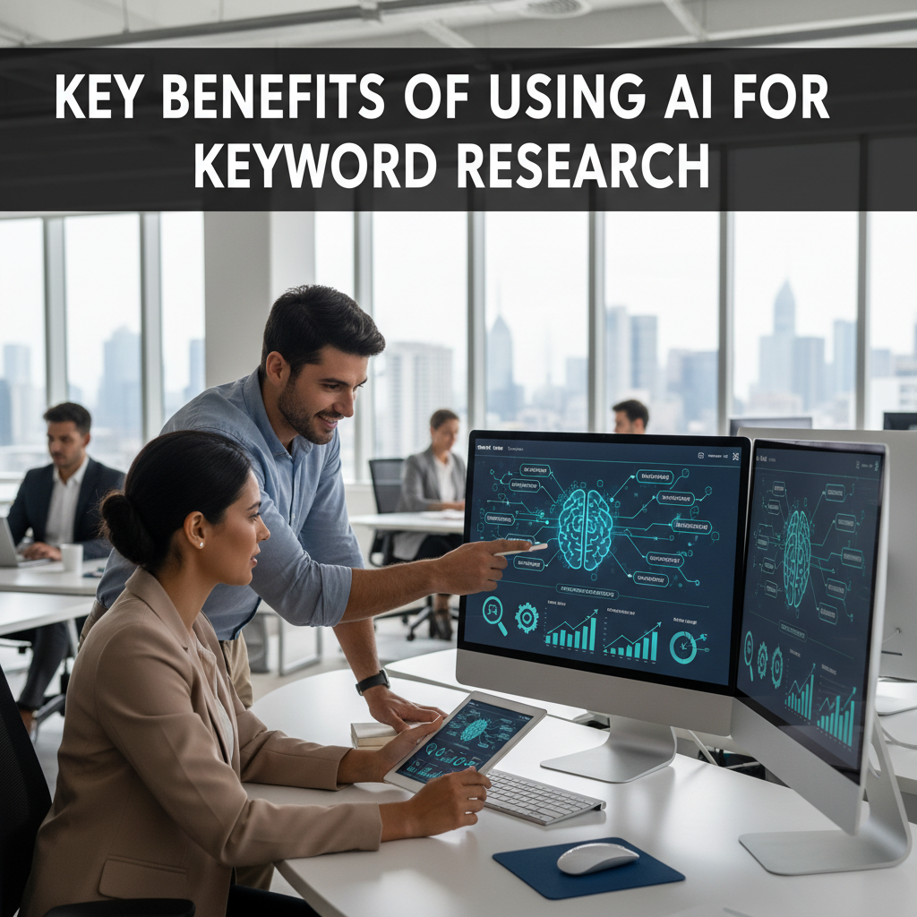 A dashboard interface showing AI-driven keyword trend forecasting graphs and semantic topic clusters. — ai for keyword research automation
