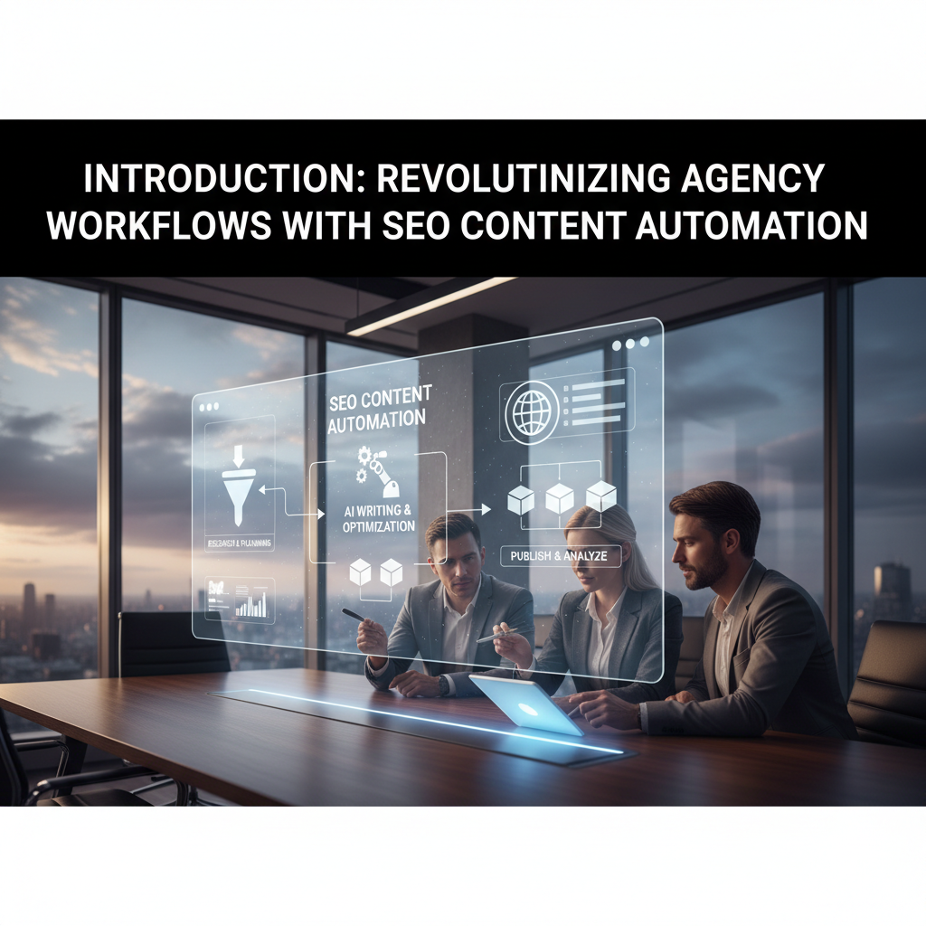 graphic illustrating a production bottleneck, with people stuck in a funnel that widens with automation — seo content automation for agencies