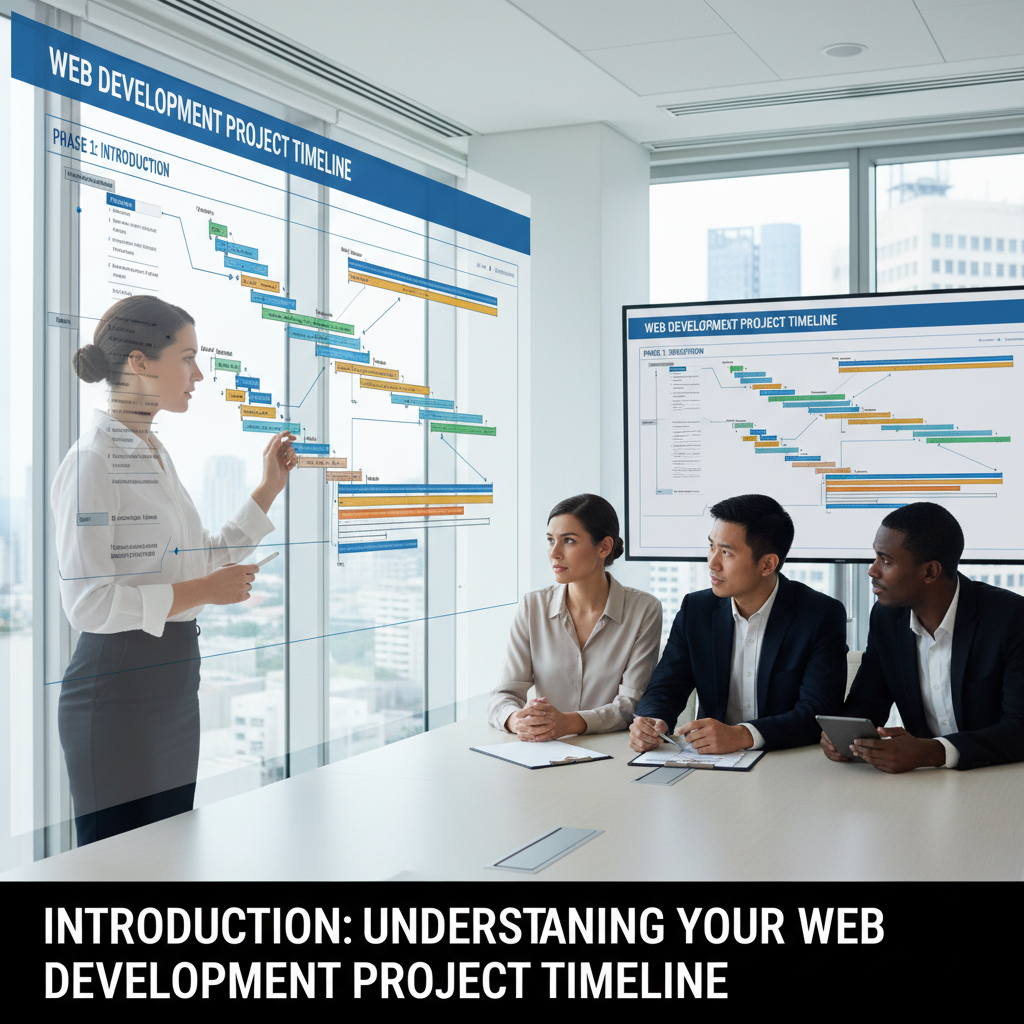 A team of developers and stakeholders collaborating in a discovery workshop, mapping out a website project on a whiteboard. — web development project timeline
