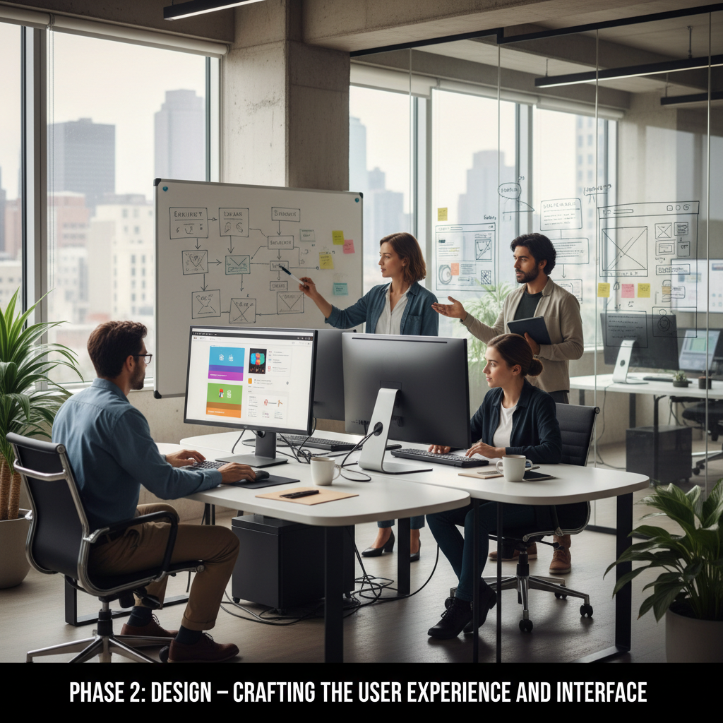 A developer coding on a dual-monitor setup, showing front-end code and a visual website preview. — web development project timeline
