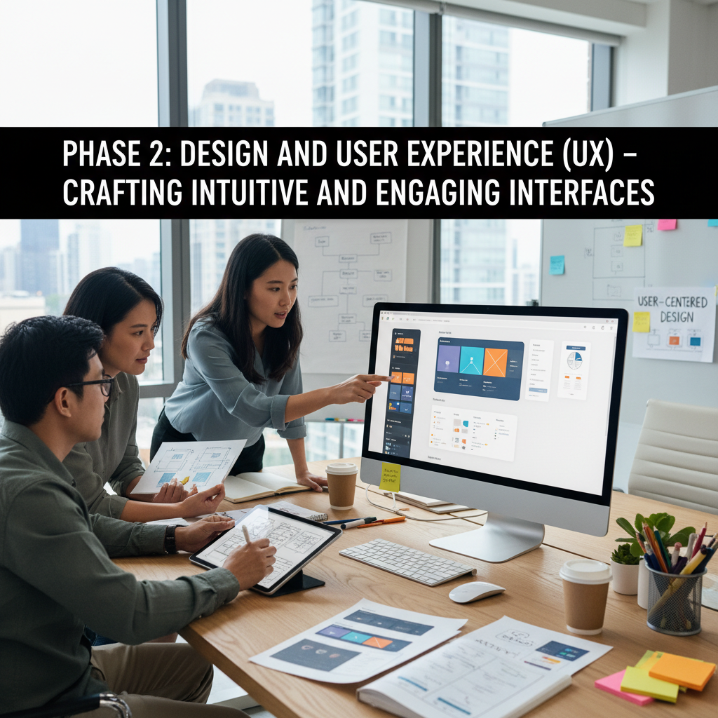 Developers collaborating on code during the implementation phase of a web application project. — custom web application development process