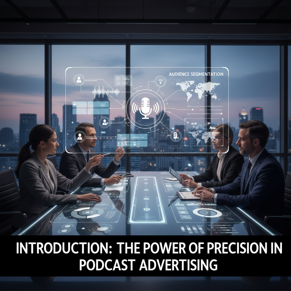 Diagram showing a large circle of diverse listener icons being sorted into smaller, specific groups based on interests and location. — podcast advertising segmentation