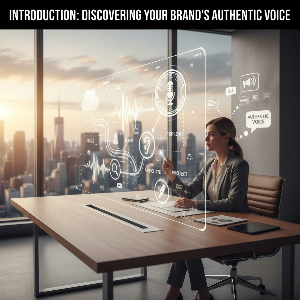 A creative team collaborating around a whiteboard covered in sticky notes with descriptive adjectives and persona sketches. — brand voice development exercises