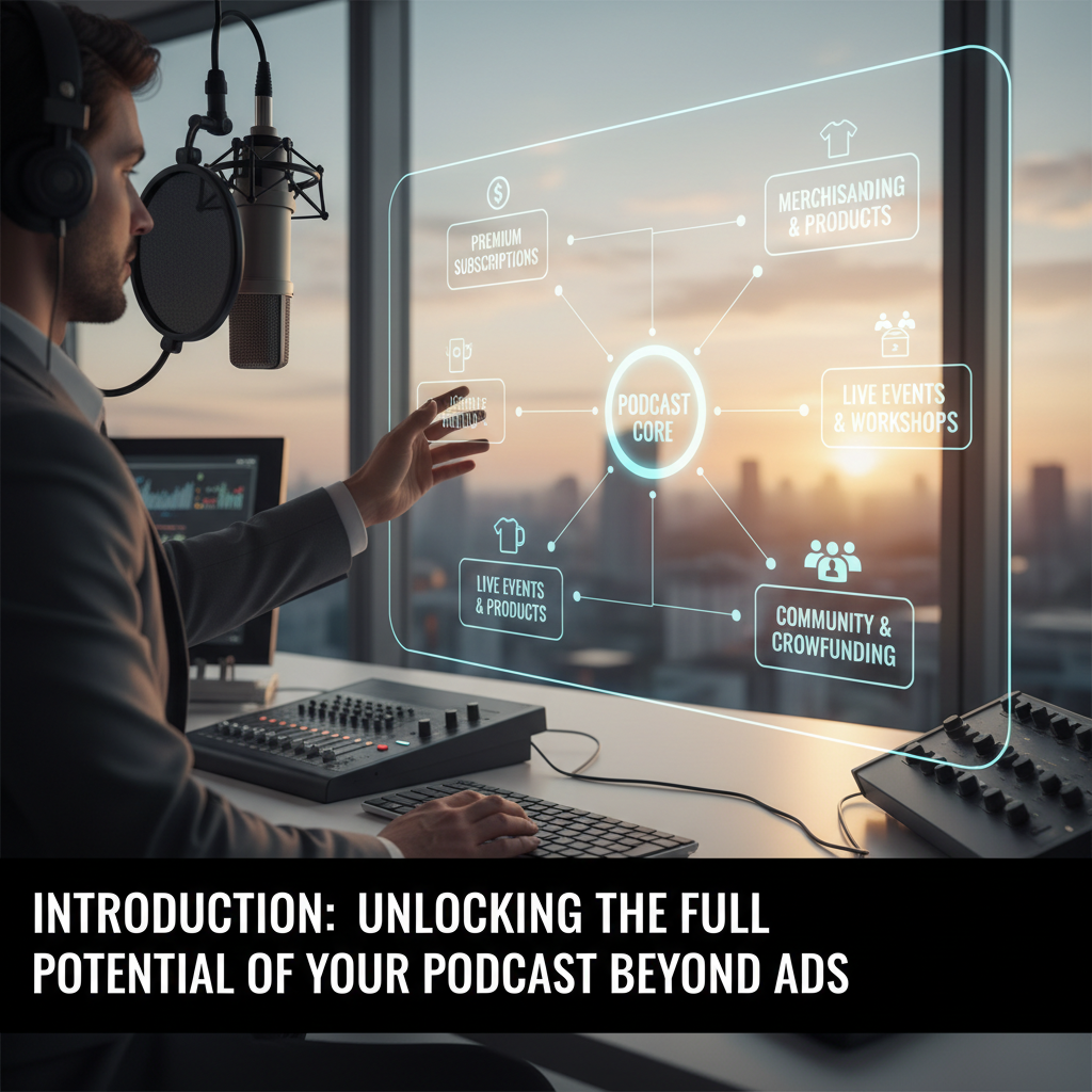 A diagram showing a podcast host receiving direct support from listeners through memberships and donations — podcast monetization beyond advertising