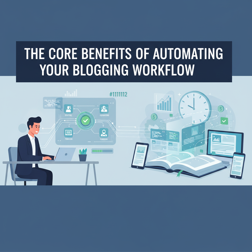 Dashboard showing an AI content generator creating a blog post from a keyword prompt — content creation automation for bloggers