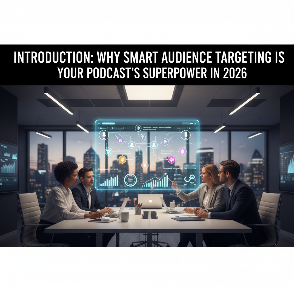 A graphic showing a listener persona template with sections for demographics, psychographics, and behaviors — podcast audience targeting strategies