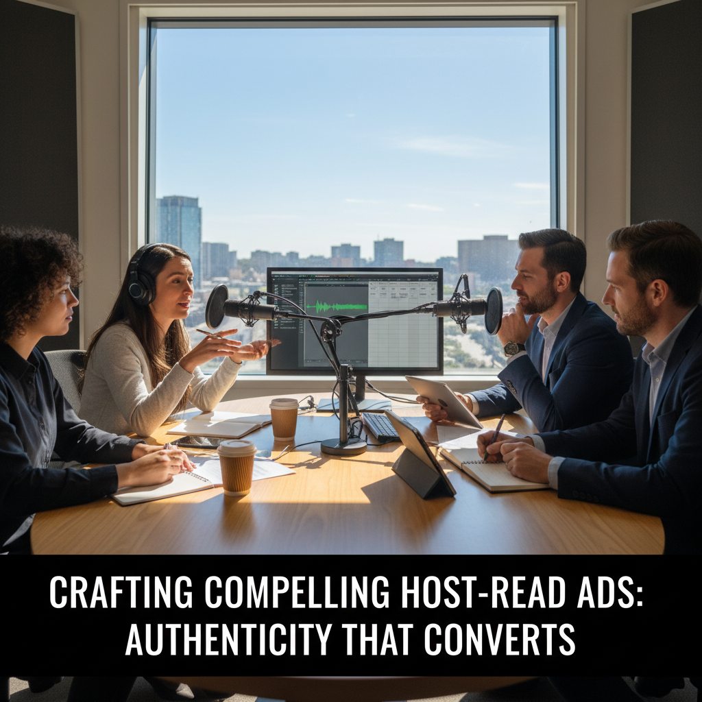An audio waveform with digital blocks being inserted, symbolizing dynamic ad insertion. — podcast advertising creative best practices