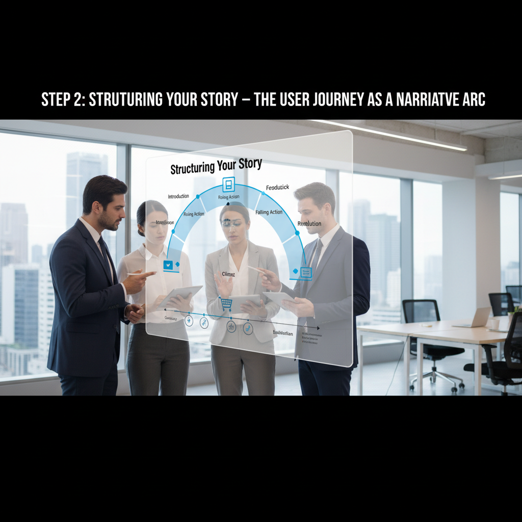 A designer's desk with a monitor showing a website wireframe next to a mood board with color swatches and font examples. — brand storytelling website design