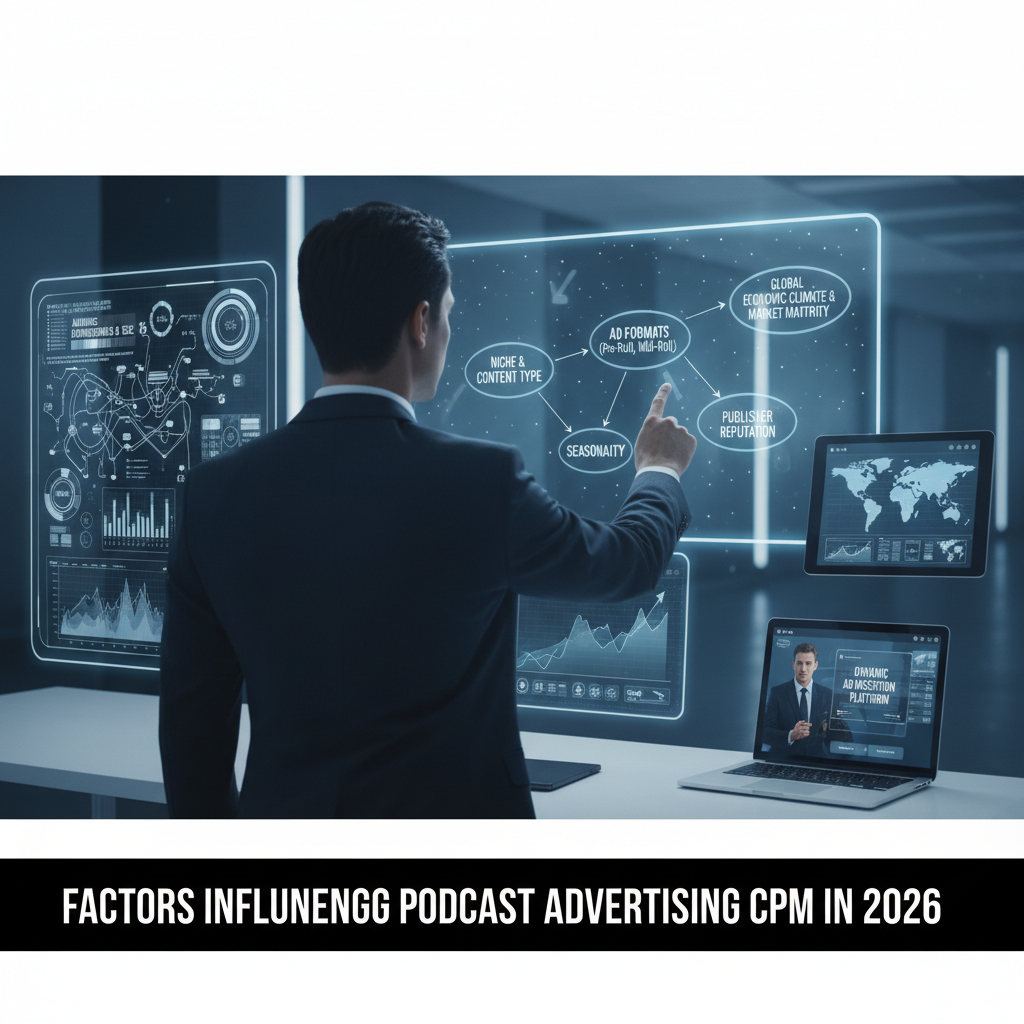 Bar chart showing average podcast CPM rates by genre in 2026 — podcast advertising cost per mille