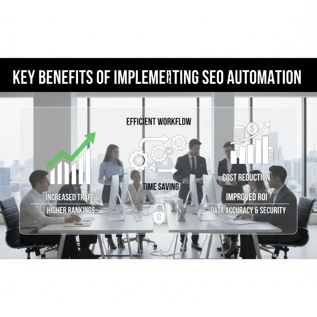 A dashboard showing an AI-generated article next to its SEO score and keyword metrics. — what is seo automation