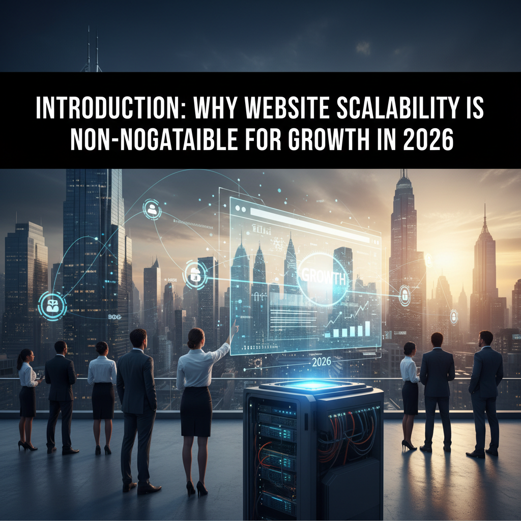 A diagram showing the three pillars of a scalable website: Infrastructure (cloud servers, CDN), Database (organized data), and Code (clean modules). — website scalability for growing businesses