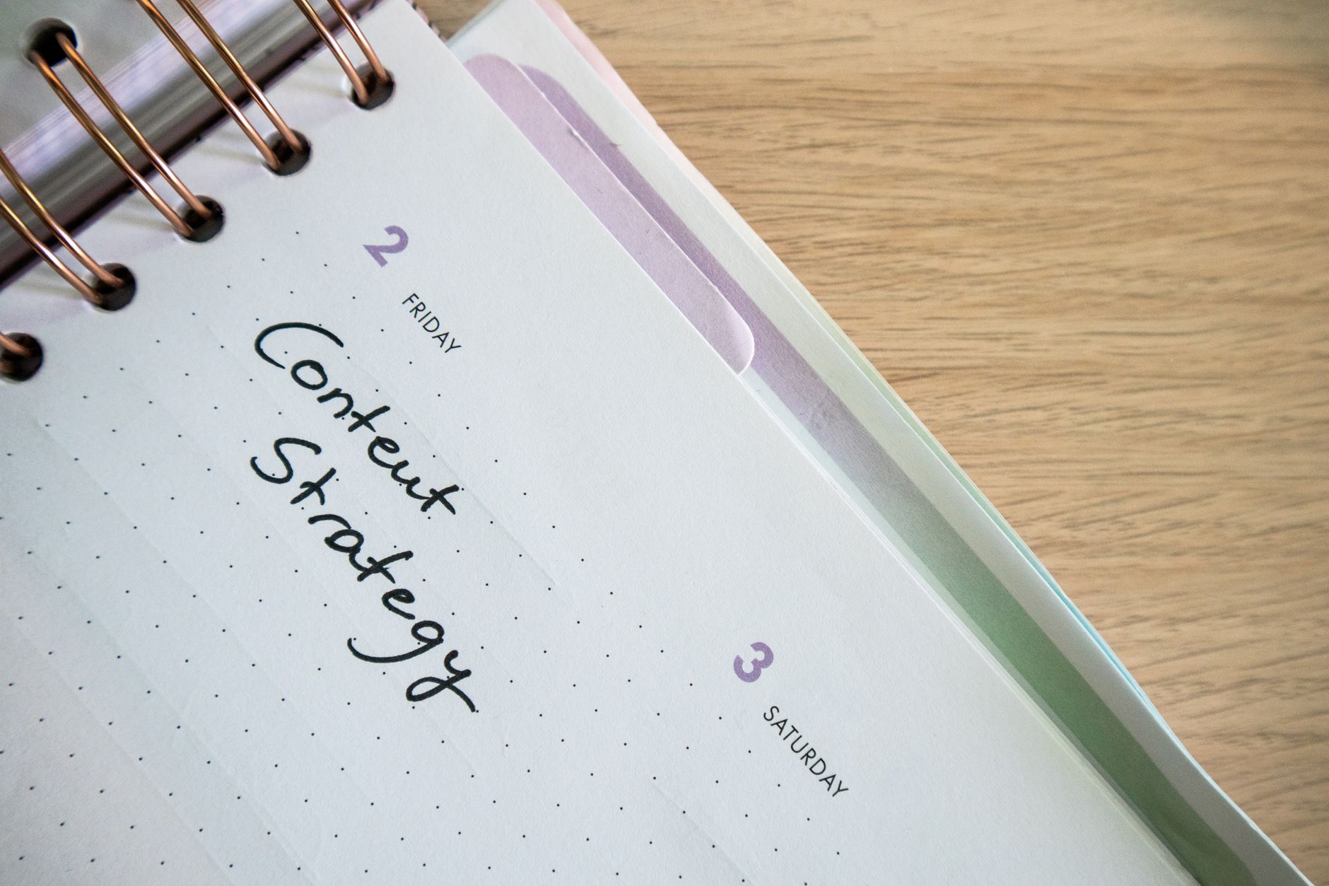 A planner page with "Content Strategy" handwritten for Friday, September 2nd