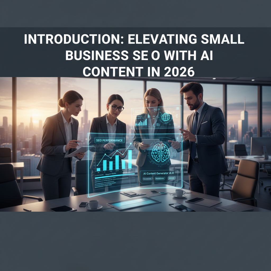 A diagram showing an AI icon processing data points like 'keywords', 'competitor analysis', and 'search intent' to produce an optimized article. — ai content for small business SEO